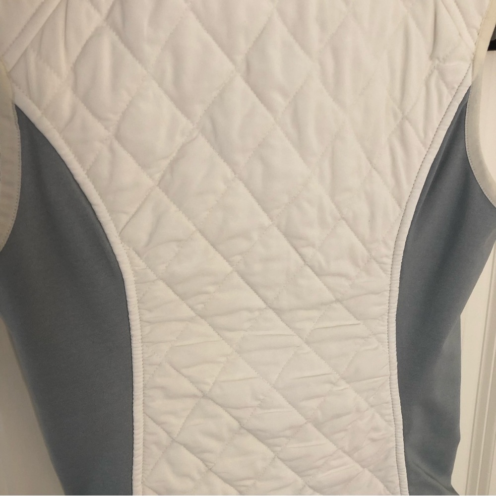 Athleta upside spandex blend white/Grey quilted zippered vest bodycon Sz XXS - Picture 7 of 12